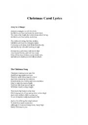 English Worksheet: Christmas Carol Lyrics