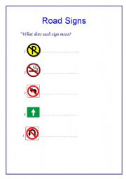 English worksheet: Road Signs