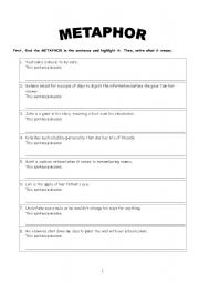 English Worksheet: SIMILE-METAPHOR