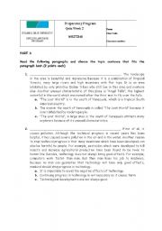 English Worksheet: Topic Sentence and Paragraph Worksheet