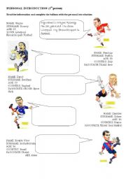 English Worksheet: Footballers Personal Introductions