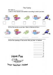 English worksheet: the family worksheet