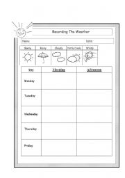 English Worksheet: weather data sheet