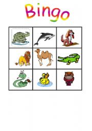 English Worksheet: animals bingo