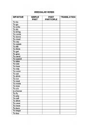 English Worksheet: Irregular Verbs