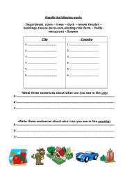 English Worksheet: city and country