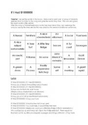 English Worksheet: If I had a million dollars