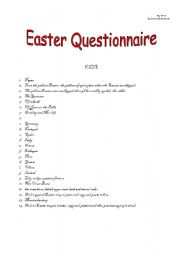 English Worksheet: Easter Quiz - keys