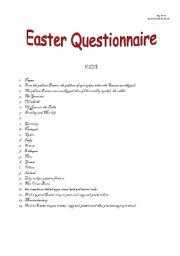 English worksheet: Easter Quiz - keys