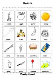 English Worksheet: party food