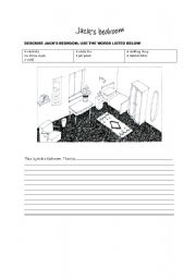 English worksheet: Jacks Bedroom