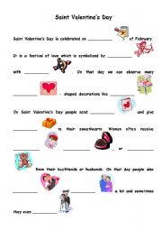 English Worksheet: Saint Valentines Day