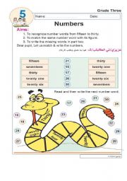 English Worksheet: numbers