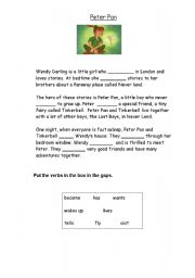 English Worksheet: Peter Pan Gapfill