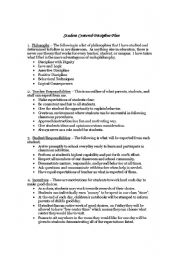 English Worksheet: student-centered discipline plan