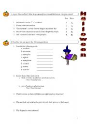 English Worksheet: Halloween - Reading comprehension
