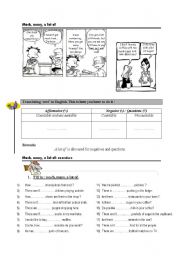 English Worksheet: much, many, a lot of 