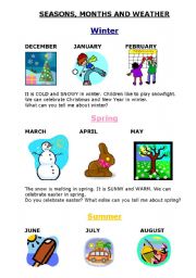 English Worksheet: SEASONS MONTHS WEATHER