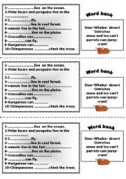 English Worksheet: animals home