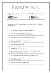 English Worksheet: Possessive Nouns