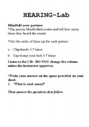 English worksheet: Sensation Perception Lab 