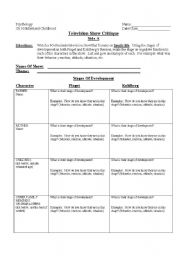 English worksheet: T.V. Show Critique 