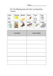 English Worksheet: Uncountable/countable nouns