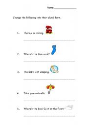 English worksheet: Change into plural form