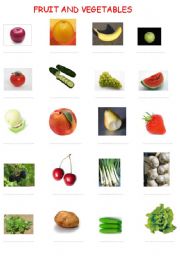 English Worksheet: FRUIT AND VEGETABLES
