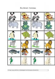 English Worksheet: Zoo Animal Dominoes