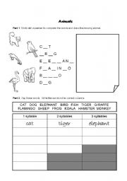 English worksheet: Animals