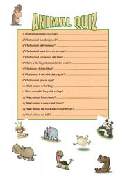 English Worksheet: ANIMAL QUIZ