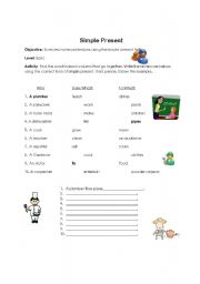 English Worksheet: Professions with Simple Present