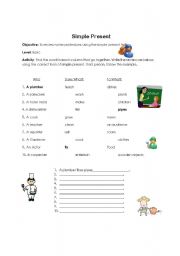 English worksheet: Professions with Simple Present