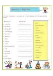 English Worksheet: Opposites - Adjectives