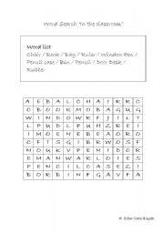 English Worksheet: Classroom Crossword