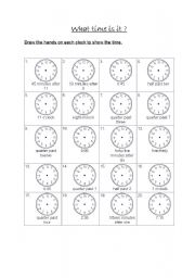 English Worksheet: What time is it?