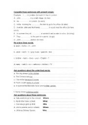 English Worksheet: worksheet