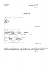 English Worksheet: Test Elementary