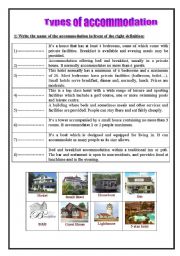 English Worksheet: types of accomodation