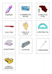 English Worksheet: SCHOOL THINGS - CARDS (2)