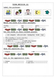 English worksheet: vocab revision