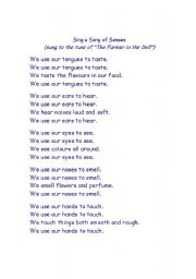 English Worksheet: poem -the 5 senses