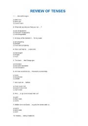 English Worksheet: REVIEW OF TENSES