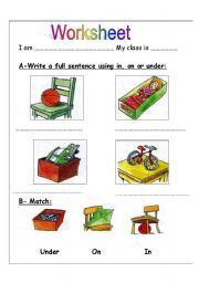 English Worksheet: toys and prepositions