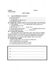 English Worksheet: Test paper