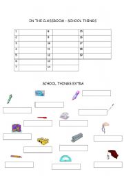 English worksheet: GRID SCHOOL THINGS