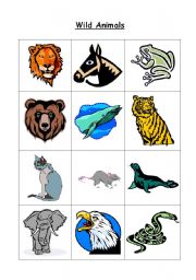 English worksheet: Matching game _ Wild animals