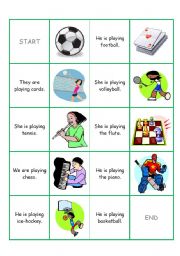 English Worksheet: DOMINO (play sport x game, present continuous)