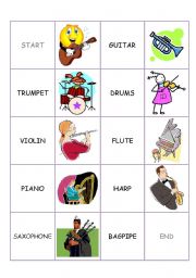 English Worksheet: DOMINO CARDS - musical instruments